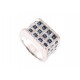 BAGUE CHEVALIERE T53 EN OR BLANC SERTIE DE 170 DIAMANTS 1.36CT 30 SAPHIRS 0.7€