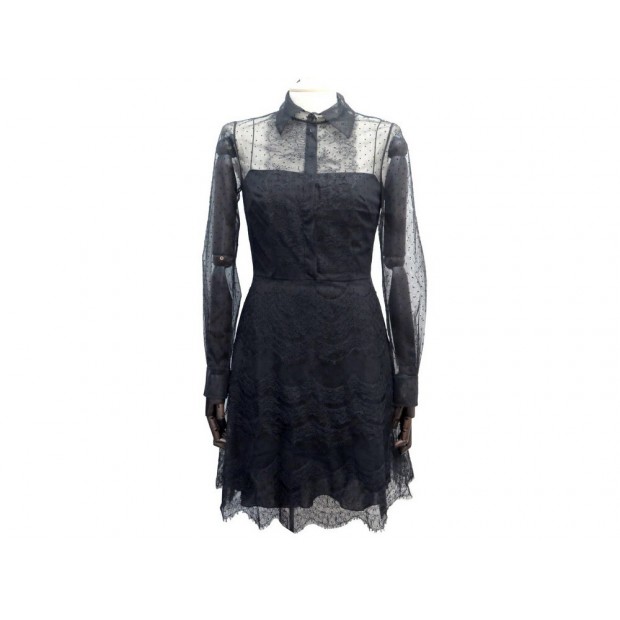 ROBE CHRISTIAN DIOR PLUMETIS 841D01A8810 TAILLE 38 M EN SOIE NOIR SILK DRESS