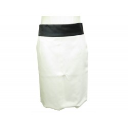 NEUF JUPE CELINE SOIE BICOLORE BLANC T36 S NOIR NEW TWOTONE SILK SKIRT