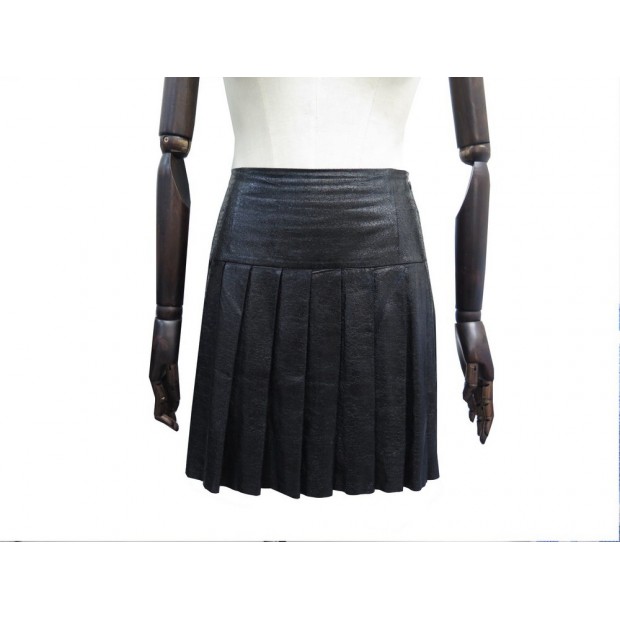 JUPE CHANEL P47106C00225 TAILLE 36 S EN CUIR NOIR BLACK LEATHER SKIRT 5040€