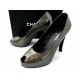 CHAUSSURES CHANEL ESCARPINS 38.5 CUIR VERNI VERT ARGENTÉ COURT SHOES 600€