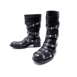 CHAUSSURES DIOR BOTTES DE MOTARD CLOUTEES 38 CUIR NOIR BIKER STUDDED BOOTS 1200€