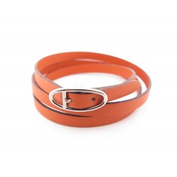 BRACELET HERMES TRIPLE TOUR TAILLE 16 A 18 CM EN CUIR ORANGE LEATHER JEWEL 300€