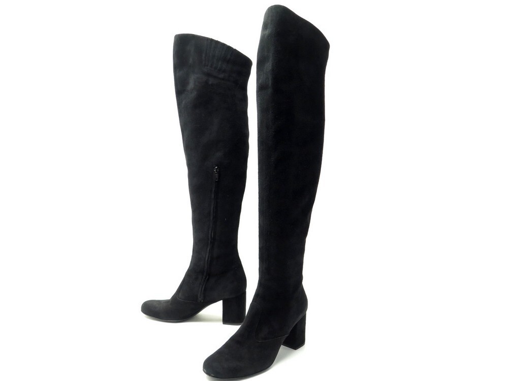 bottes cuissardes saint laurent daim en daim noir