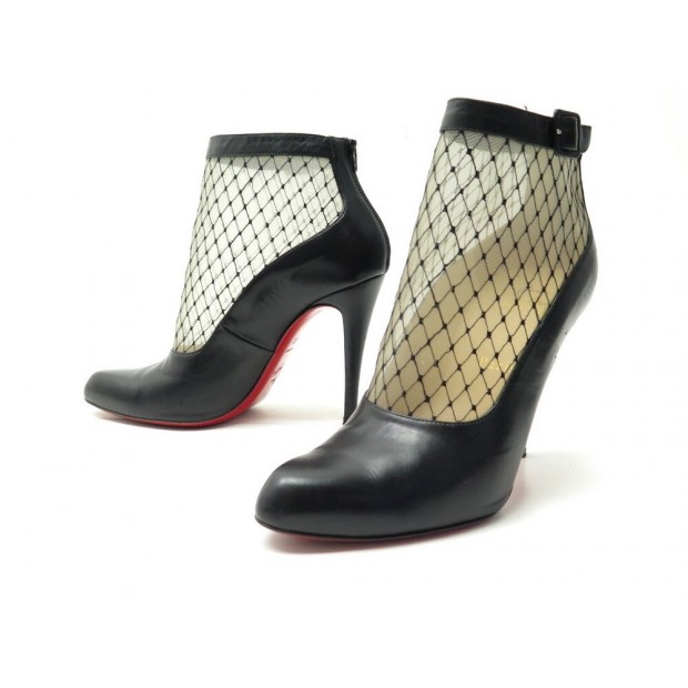 CHAUSSURES CHRISTIAN LOUBOUTIN RESILLISSIMA 100 KID RESILLE CUIR NOIR BOOTS 795€