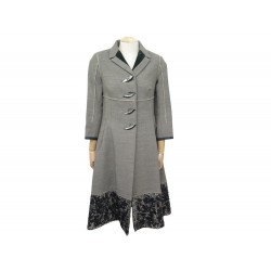 MANTEAU LOUIS VUITTON LONG T36 S BRODERIE GRIS BOUTONS FEUILLES COAT 3900€