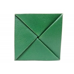 PORTE MONNAIE BOURSE HERMES ZOULOU EN CUIR CHEVRE MYSORE VERT GREEN MONEY HOLDER