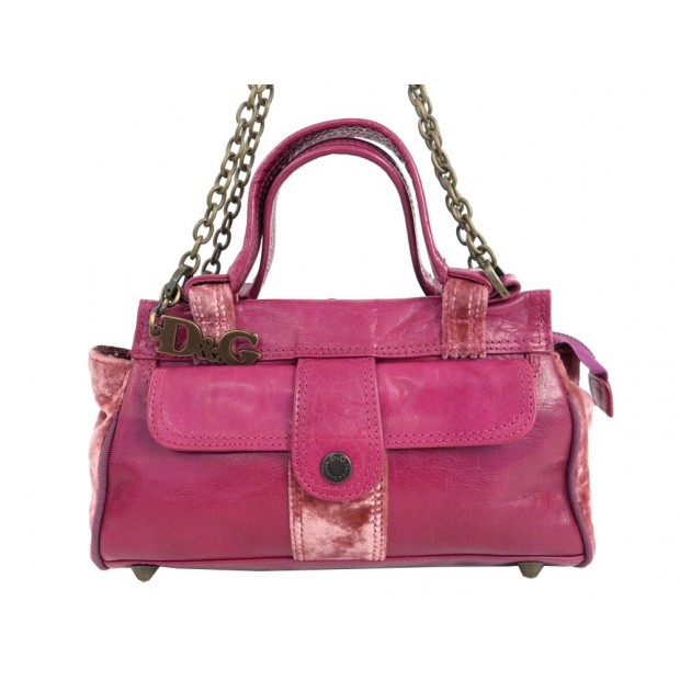 NEUF SAC A MAIN DOLCE & GABBANA EPAULE 25 CM EN CUIR ROSE HAND BAG PURSE 1350