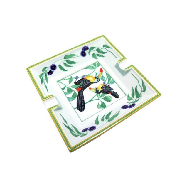 NEUF CENDRIER HERMES LES TOUCANS VIDE POCHE EN PORCELAINE BLANCHE ASHTRAY 590€