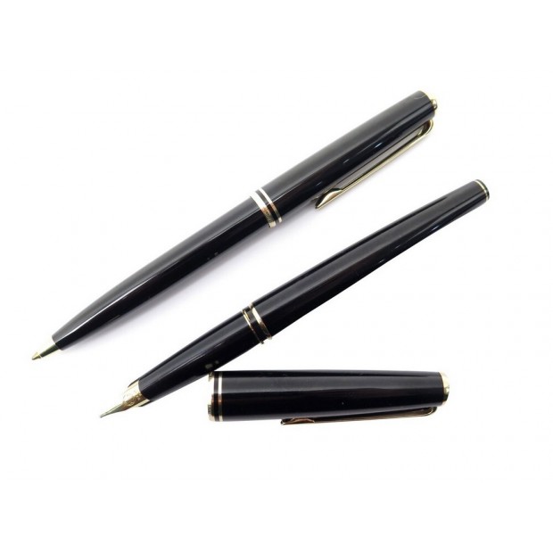 PARURE STYLO PLUME + BILLE MONTBLANC CLASSIQUE NOIR FOUNTAIN PEN BALLPOINT 980€