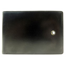 NEUF PORTE CARTES REPERTOIRE MONTBLANC EN CUIR NOIR NEW LEATHER CARD HOLDER 220€