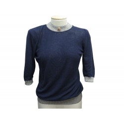 NEUF HAUT CHANEL TSHIRT P44196 T40 M EN CACHEMIRE BLEU MARINE NEW TOP 2200€