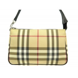 NEUF SAC A MAIN POCHETTE BAGUETTE BURBERRY EN TOILE TARTAN BEIGE HAND BAG 655€