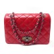 NEUF SAC A MAIN CHANEL RABAT LOGO CC CUIR MATELASSE ROUGE FLAP BAG PURSE 6350€