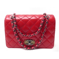 NEUF SAC A MAIN CHANEL RABAT LOGO CC CUIR MATELASSE ROUGE FLAP BAG PURSE 6350€