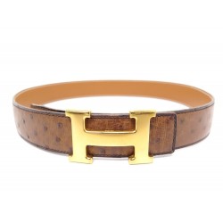 CEINTURE HERMES BOUCLE H DOREE T85 REVERSIBLE CUIR TOGO MARRON & NOIR BELT 650€