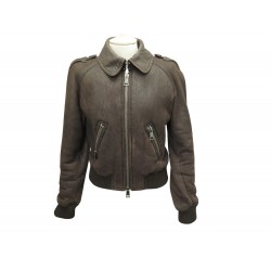 NEUF BLOUSON BURBERRY BRIT EN CUIR PEAU LAINEE 36 S SHEARLING COAT JACKET 1350€