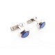 NEUF BOUTONS DE MANCHETTE CARTIER SANTOS BLEU EN ARGENT MASSIF CUFFLINKS 650€