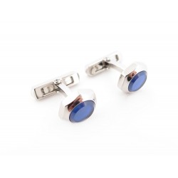 NEUF BOUTONS DE MANCHETTE CARTIER SANTOS BLEU EN ARGENT MASSIF CUFFLINKS 650€