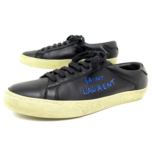 CHAUSSURES SAINT LAURENT MOON 514162 BASKETS 38.5 CUIR NOIR SNEAKERS SHOES 525€