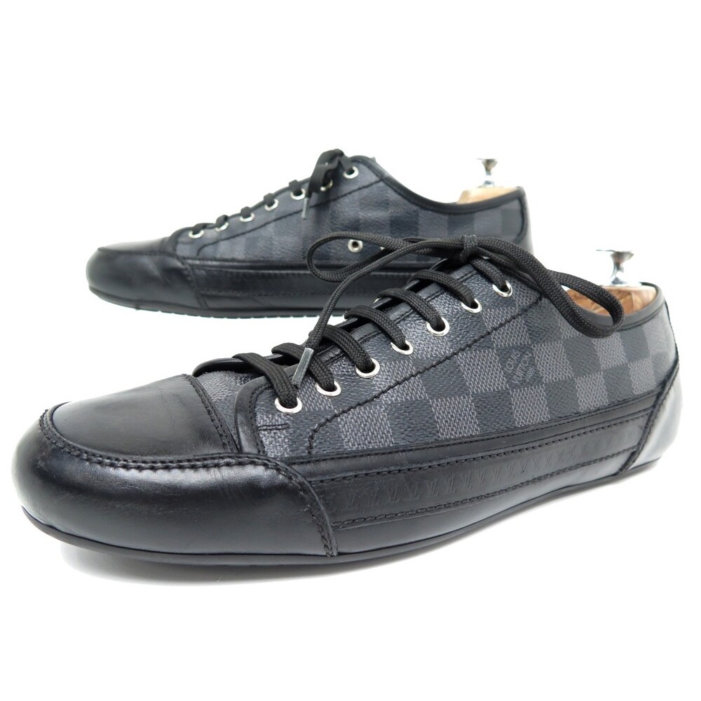 Louis Vuitton Black/Grey Damier Fabric and Leather Run Away Sneakers Size 42