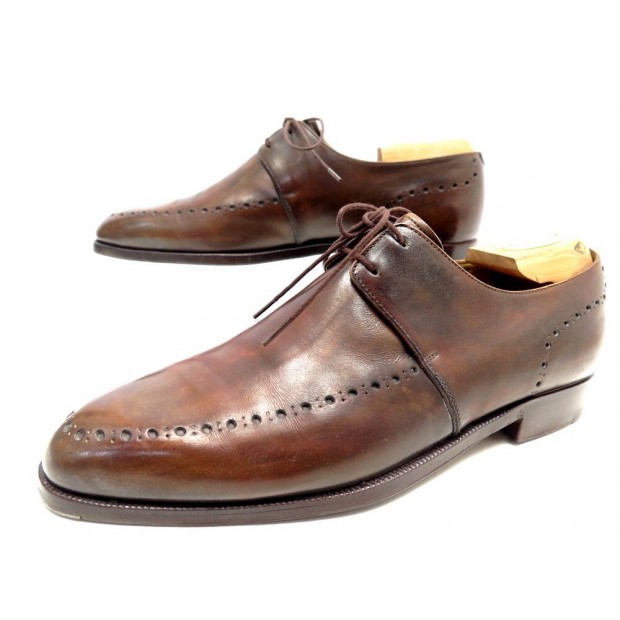 CHAUSSURES BERLUTI ELEGANT 009 DERBY 2 OEILLETS 7.5 41.5 CUIR PATINE SHOES 1730€