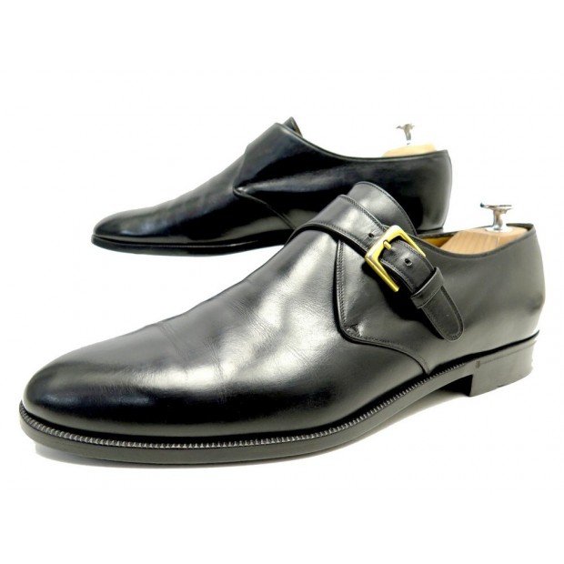 CHAUSSURES AUBERCY 8E 42 MOCASSINS A BOUCLE EN CUIR NOIR LEATHER SHOES 1150€