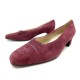 VINTAGE CHAUSSURES CHANEL ESCARPINS LOGO CC BRODEE EN DAIM BORDEAUX SUEDE SHOES