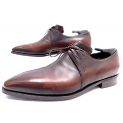 CHAUSSURES CORTHAY ARCA 8 42 DERBY 2 OEILLETS EN CUIR BORDEAUX SHOES 1610€