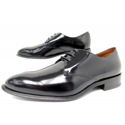 NEUF CHAUSSURES CELINE 3U0023OUF DERBY 38 CUIR VERNI NOIR BOITE SHOES 790€