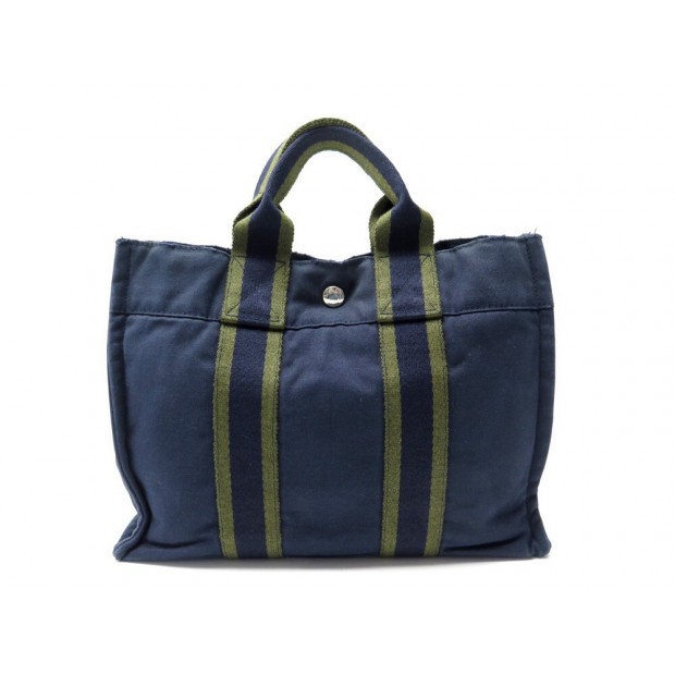 SAC A MAIN HERMES TOTO PM 30 CABAS EN TOILE BLEU MARINE CANVAS HANDBAG 800€