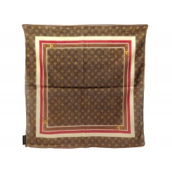 NEUF FOULARD LOUIS VUITTON MONOGRAM EN COTON MARRON 330 + BOITE NEW SCARF 330€