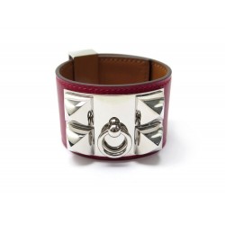 NEUF BRACELET HERMES COLLIER DE CHIEN MEDOR EN CUIR SWIFT BORDEAUX BANGLE 995€