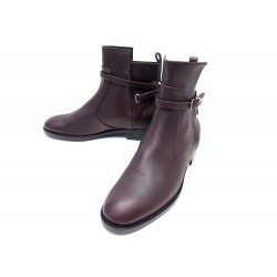 CHAUSSURES BALENCIAGA BOTTINES A BOUCLES 357864 37 EN CUIR PRUNE LOW BOOTS 930€