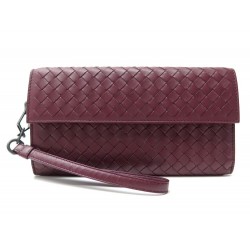 NEUF PORTEFEUILLE BOTTEGA VENETA PORTE MONNAIE EN CUIR BORDEAUX NEW WALLET 790€