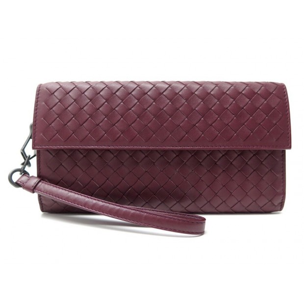 NEUF PORTEFEUILLE BOTTEGA VENETA PORTE MONNAIE EN CUIR BORDEAUX NEW WALLET 790€