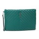 NEUF POCHETTE SAINT LAURENT CASSANDRE PORTE DOCUMENTS CUIR VERT NEW POUCH 695€