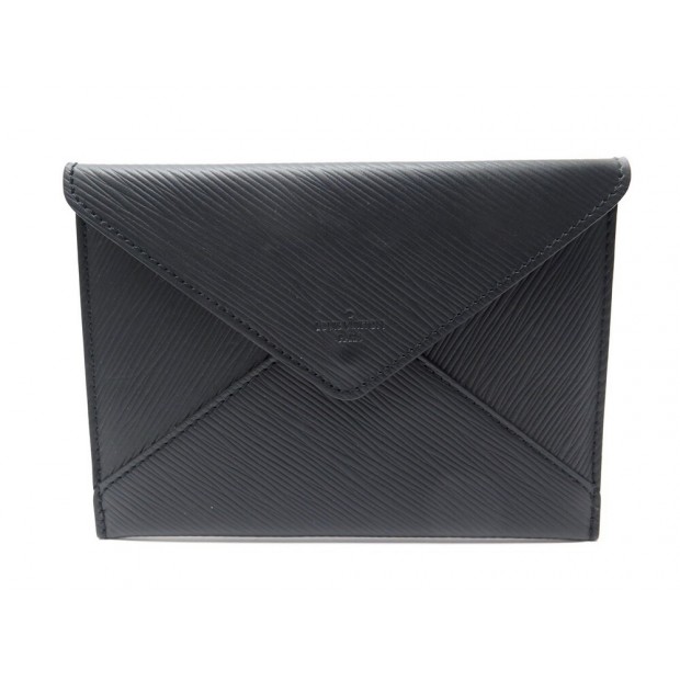 LOUIS VUITTON POUCH ENVELOPE INVITATION DEFILE BLACK EPI LEATHER CLUTCH  LEATHER ref.728505 - Joli Closet