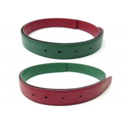 LIEN DE CEINTURE HERMES EN CUIR EPSOM REVERSIBLE 24MM T75 VERT BELT LEATHER 330€