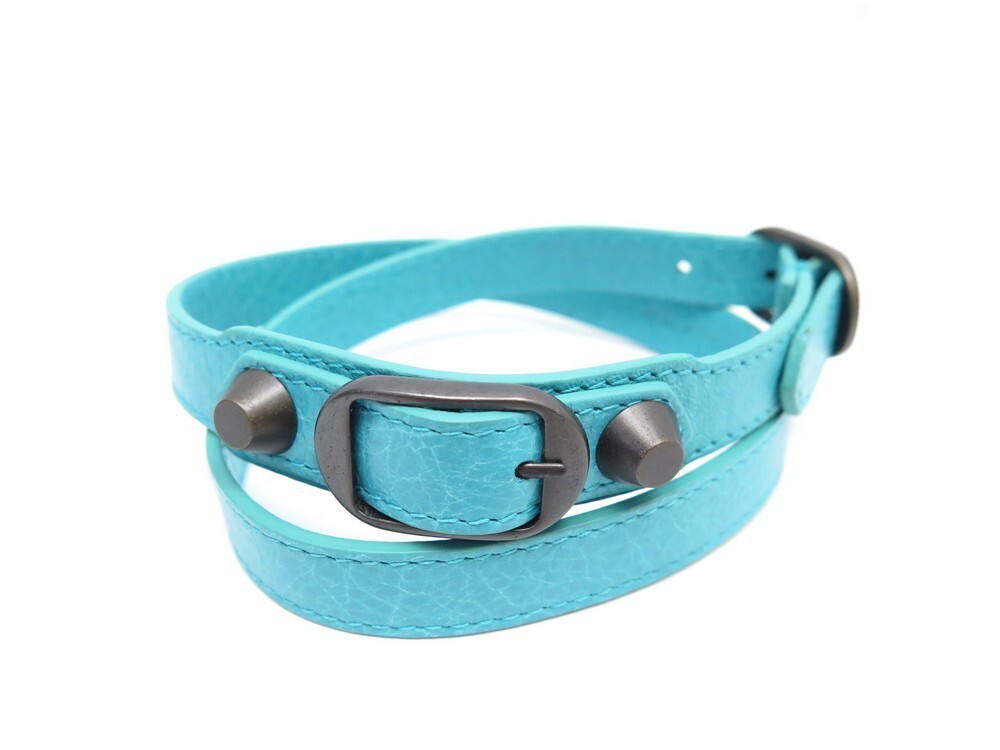 En cuir bracelet Balenciaga Bleu en Cuir - 39168480
