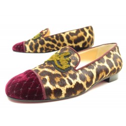 NEUF MOCASSINS CHRISTIAN LOUBOUTIN 37 I LOVE MY LOUBIES SLIPPERS LEOPARD 745€