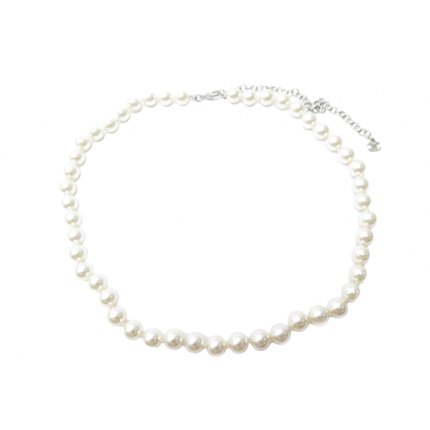 NEUF COLLIER CHANEL PERLES DE VERRE & METAL ARGENTE NEW PEARLS NECKLACE