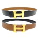 CEINTURE HERMES BOUCLE H DOREE T85 REVERSIBLE CUIR TOGO MARRON & NOIR BELT 650€