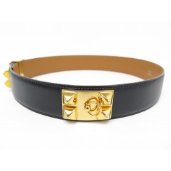 CEINTURE HERMES MEDOR COLLIER DE CHIEN 74 CM EN CUIR BOX NOIR LEATHER BELT 1780€