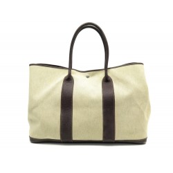 SAC A MAIN HERMES GARDEN PARTY 50 CM CABAS TOILE BEIGE & CUIR TOTE HANDBAG 3200€