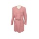 MANTEAU CHANEL P16510 CEINTURE L 42 TWEED DE LAINE & SOIE ROSE WOOL COAT 6290€