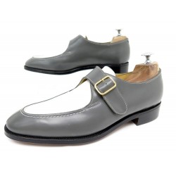 NEUF CHAUSSURES JOHN LOBB MOCASSINS A BOUCLE 8E 42 CUIR BICOLORE LOAFERS 1595€