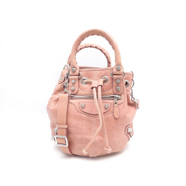 SAC A MAIN BALENCIAGA MOTOCROSS GIANT 21 POMPONS 250920 SEAU CUIR HANDBAG 1710€