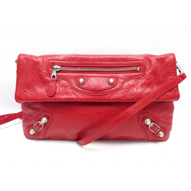 SAC A MAIN BALENCIAGA POCHETTE CITY 327079 EN CUIR ROUGE LEATHER HAND BAG 750€