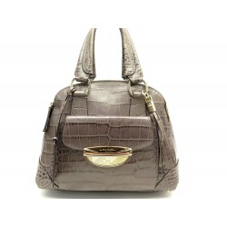 NEUF SAC A MAIN LANCEL ADJANI A03374 CUIR FACON CROCO TAUPE HAND BAG PURSE 990€